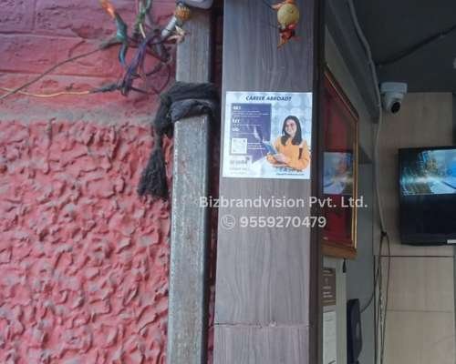 Advertising sticker pasting services by Bizbrandvision Pvt. Ltd. for marketing campaigns and public visibility