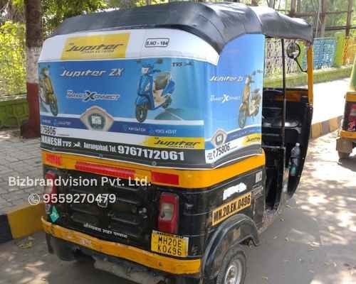 Autorickshaw hood advertisement services by Bizbrandvision Pvt. Ltd. with custom printed designs