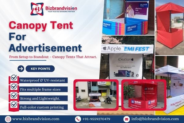 Custom branded canopy with pan India delivery by Bizbrandvision Pvt. Ltd. for promotional outdoor events