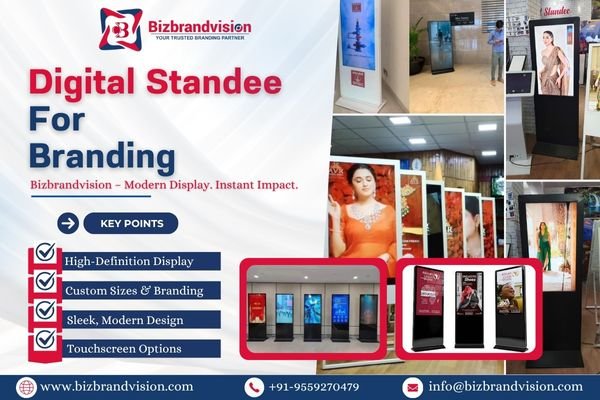 Pan India digital standee advertising services by Bizbrandvision Pvt. Ltd. for modern indoor brand visibility