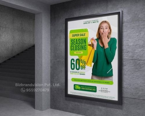 LED clip-on poster frame in Lucknow by Bizbrandvision Pvt. Ltd. for retail and corporate displays