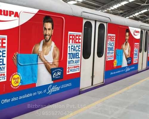 Metro train advertising services by Bizbrandvision Pvt. Ltd. for urban mass transit marketing