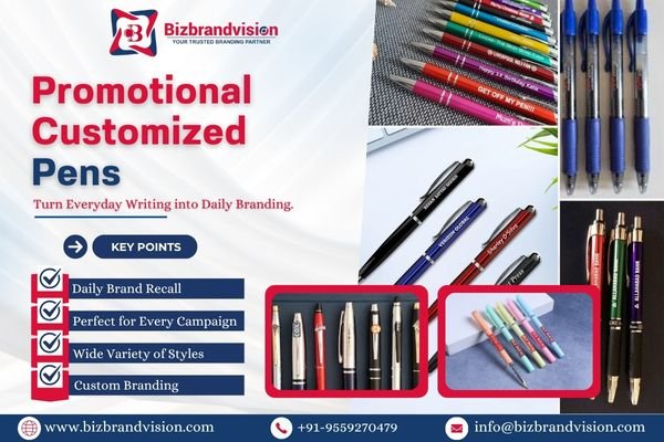 Promotional custom pens with pan India delivery by Bizbrandvision Pvt. Ltd. for branding and giveaways