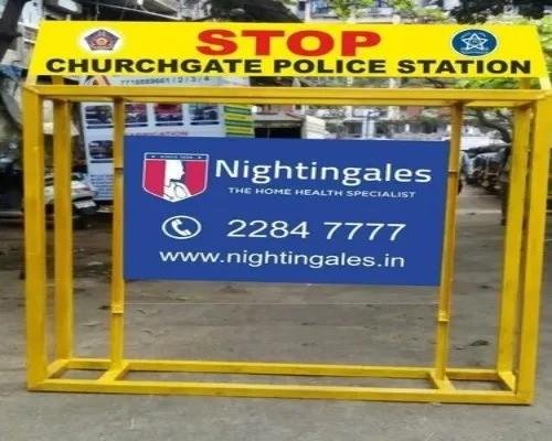 Road safety barricade ads by Bizbrandvision Pvt. Ltd. for public awareness and brand promotion