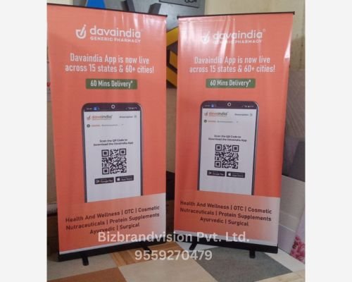 Custom rollup standees by Bizbrandvision Pvt. Ltd. for branding and promotional events