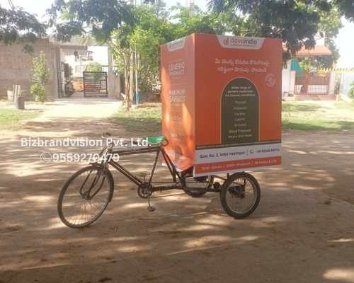 Tricycle advertisement services by Bizbrandvision Pvt. Ltd. for cost-effective mobile advertising