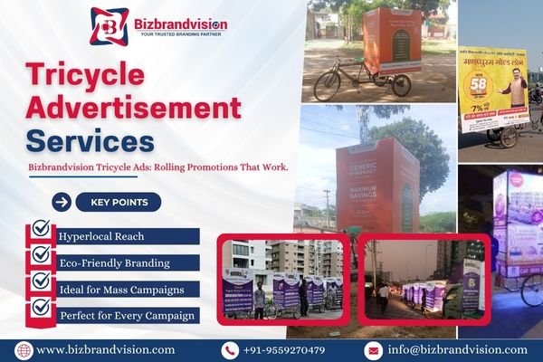 Pan India tricycle advertisement services by Bizbrandvision Pvt. Ltd. for mobile marketing and roadshows